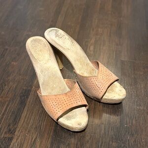 Tan Perforated Women's Mules